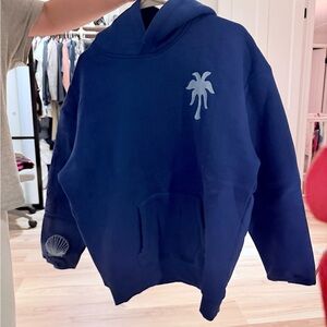 Pink Palm puff  hoodie medium